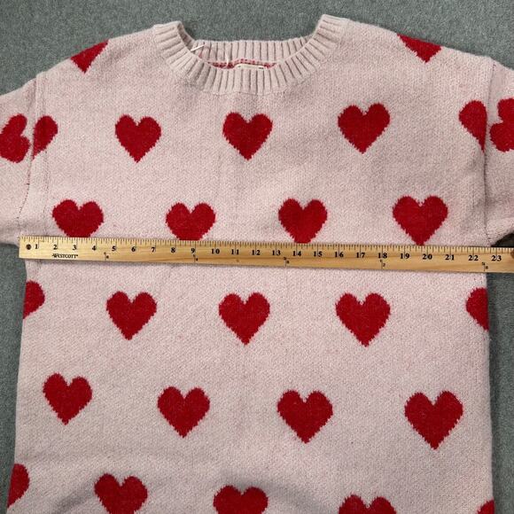 Cloth & Portrait Pink Heart Pullover Sweater Women's X-Large Red Crew Neck Love - Picture 8 of 10